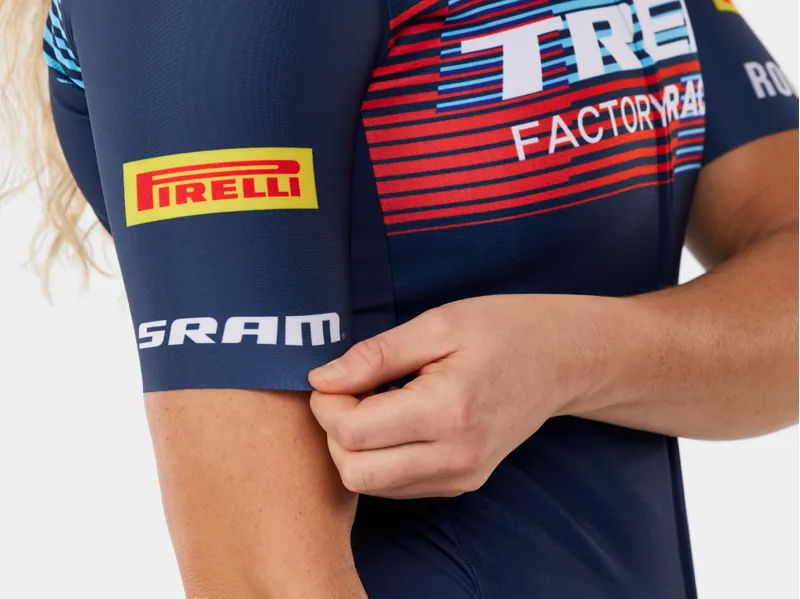 Trek Santini Factory Racing Women's Team Replica Short Sleeve Jersey in Blue-3